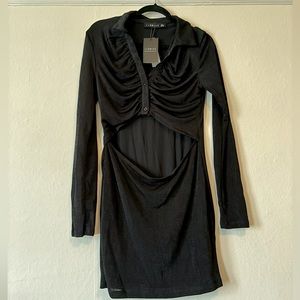 NWT 'Lioness' Black Collared/Button-Up Mini Dress